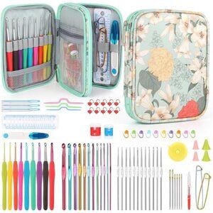New 85 pcs Crochet Hooks Kit Knitting Accessories with Crochet Case, Small